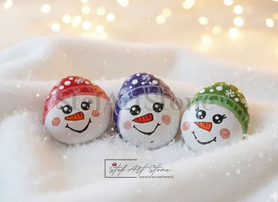 Комплект 3 части рисувани камъни декорация за дома 