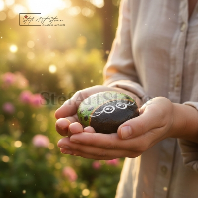 Калинка - ръчно рисуван камък за подарък и декорация