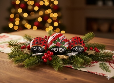 Сет 3 части ръчно рисувани камъни  калинки