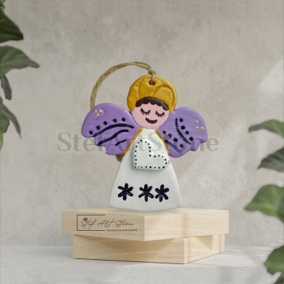 Ръчно изработен коледен ангел - коледна украса и декорация за елха и стена