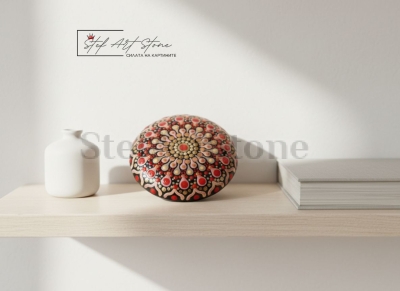 Декоративен камък Мандала за рафт или етажерка (луксозен интериор)