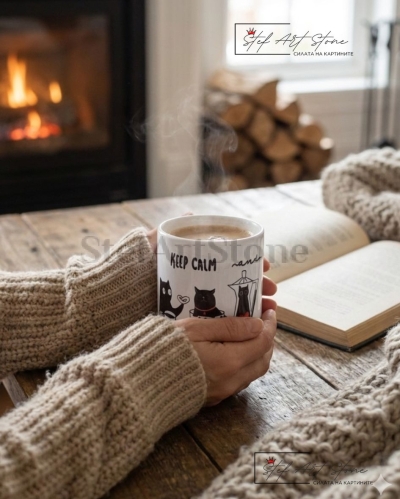 Керамична чаша за кафе "Keep Calm & Cats" – Забавен подарък за любители на котки