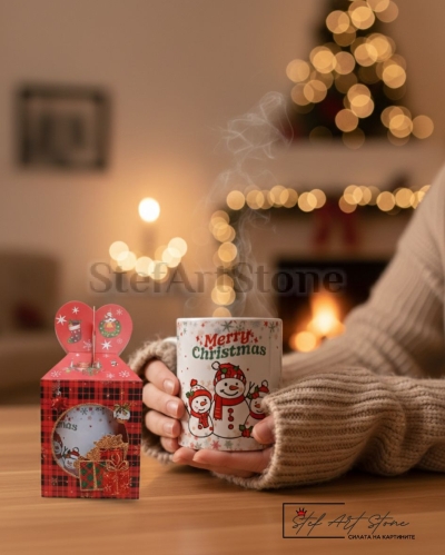 Коледна чаша "Весели Снежни Човеци"