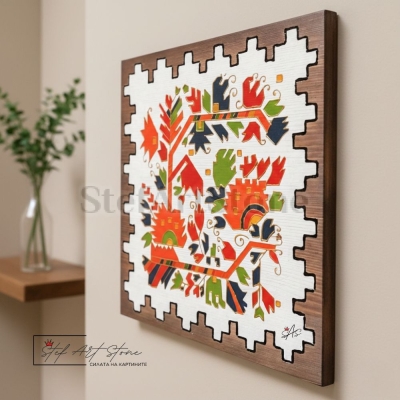 Картина с шевица "Дървото на Живота" – Серия Етно (Назъбен борд)