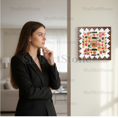 Интериорен дизайн с картина от дърво Шевица Райска Градина - Серия Традиция