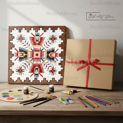 Ръчна изработка на картина с шевица - бои, четки и подаръчна кутия