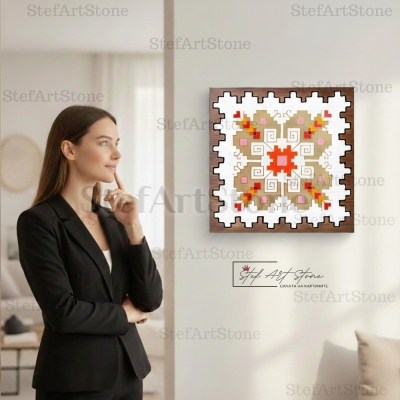 Стилен и нежен интериор с картина Елбетица в пастелни тонове