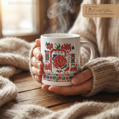 Уютна чаша с везба Нарове: Пожелание Да пребъде