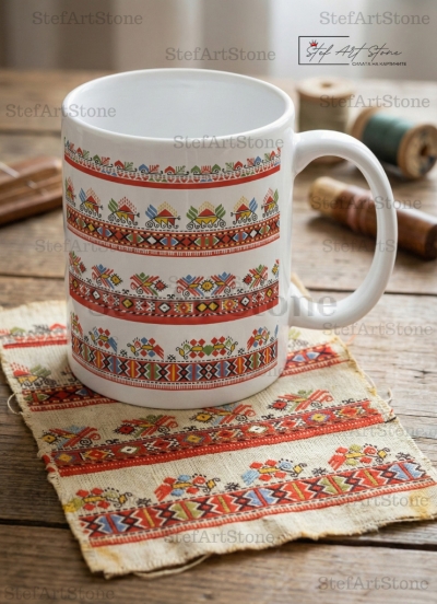 Керамична Чаша с Шевица от Самоков "Пъстър Ритъм" – Серия Възраждане