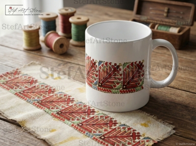 Керамична Чаша с Шевица от Видинско "Клонката на Живота" 