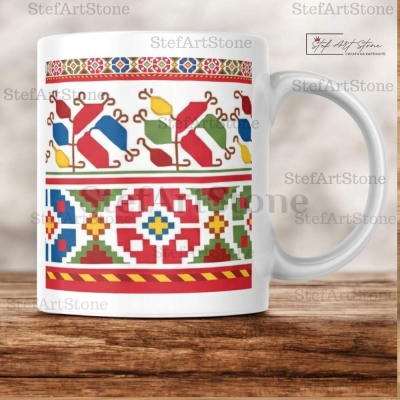 Керамична Чаша със Самоковска Шевица "Цветна Хармония"