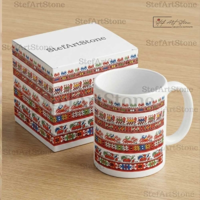 Керамична Чаша със Самоковска Шевица "Празнично Изобилие" 