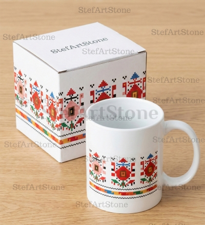 Керамична Чаша с Българска Шевица в кутия