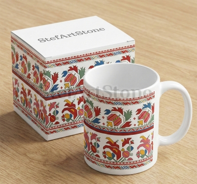 Керамична Чаша с Граовска Шевица "Цветен Ритъм"