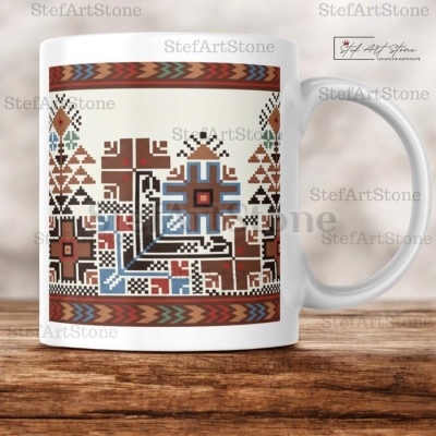 Керамична Чаша с Плевенска Шевица "Древен Знак за Хармония"