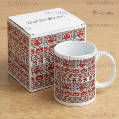 Керамична Чаша със Софийска Свиленица "Двуглав Кон и Ездачка" – Чаши с шевици