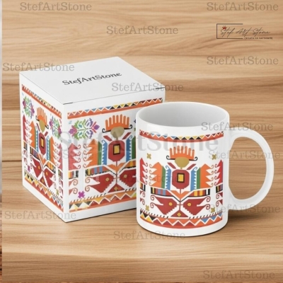 Керамична Чаша с Голяма Шевица от Дупница "Пазители на Слънцето"