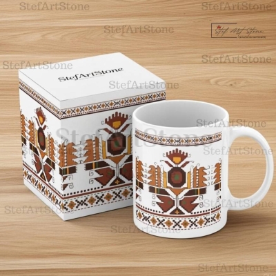 Керамична Чаша с Шевица в Земни Тонове "Мъдростта на Корена" 