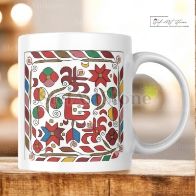 Керамична Чаша със Софийска Писана Шевица "Космически Код"