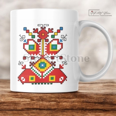 Керамична Чаша с Шевица "Богинята Майка" – Символ на Плодородие и Закрила