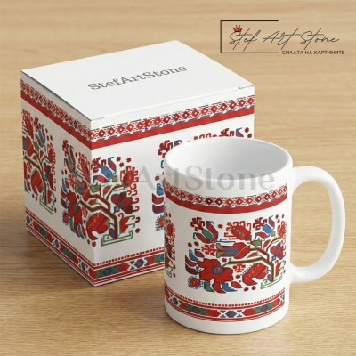 Чаша със Самоковска Шевица "Цъфнал Клон" – Български Сувенир