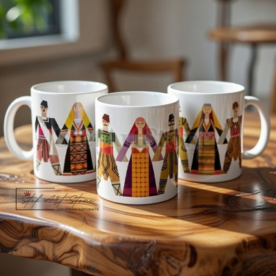 Чаша с Български Мотиви за Подарък – Цветно Хоро