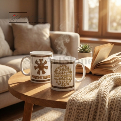 Комплект Керамични Чаши   Розетата от Плиска и Глаголица