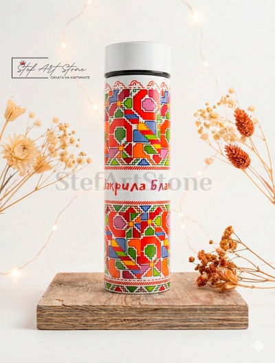 Термос с Българска Шевица „Здраве, Закрила и Благоденствие“ 