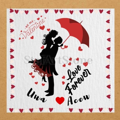 Персонализирана Картичка "Love Forever" с Вашите Имена (14х14 см)