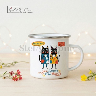 Метално Канче "Щастие и Котки" 