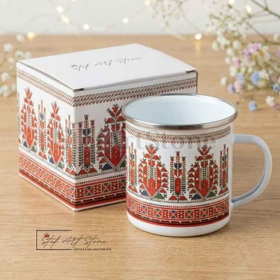 Метално Канче с Родопска Шевица – "Дървото на Живота" (Кърджали) + Подаръчна Кутия