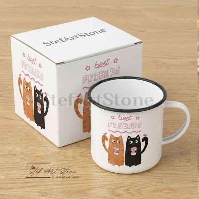 Метално Канче "Best Friends" – Котки 