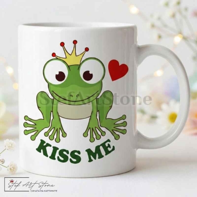 Керамична Чаша "Kiss Me" – Жабокът Принц Забавен Подарък 