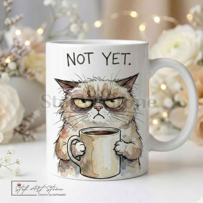  Сърдито Коте с Кафе |Забавни Чаши за Подарък