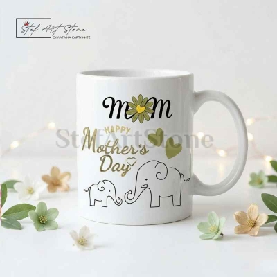 Керамична чаша с нежен дизайн, подходяща за подарък на мама