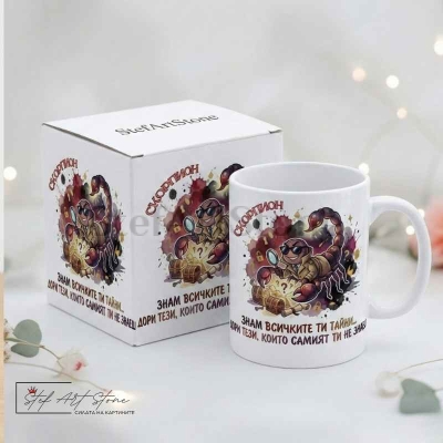  Чаша със забавен надпис – СКОРПИОН | Чаша за подарък