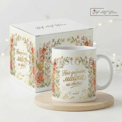: Чаша за подарък за най-добрата майка с надпис и подаръчна кутия