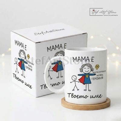 Персонализирана Чаша за Подарък за Мама с Име и Надпис (с Кутия)