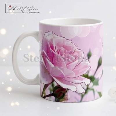 Чаша за Подарък за Баба с Роза и Надпис - НАЙ-добрата В СВЕТА БАБА (с Кутия)