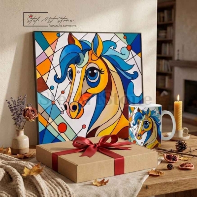 Арт Чаша за Подарък с Кон | Авторски Дизайн