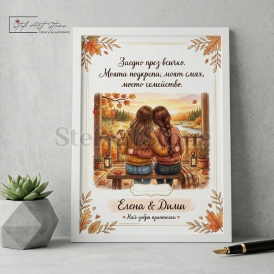 Персонализиран Постер с Рамка "Заедно през всичко" | Подарък за Приятелка