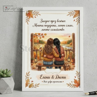 Персонализиран Постер с Рамка "Заедно през всичко" | Подарък за Приятелка