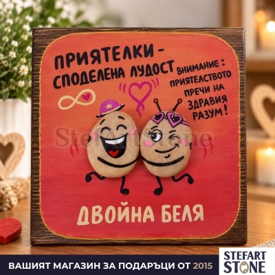 Оригинален подарък за приятелка – картина „Двойна беля“ с естествени морски камъни